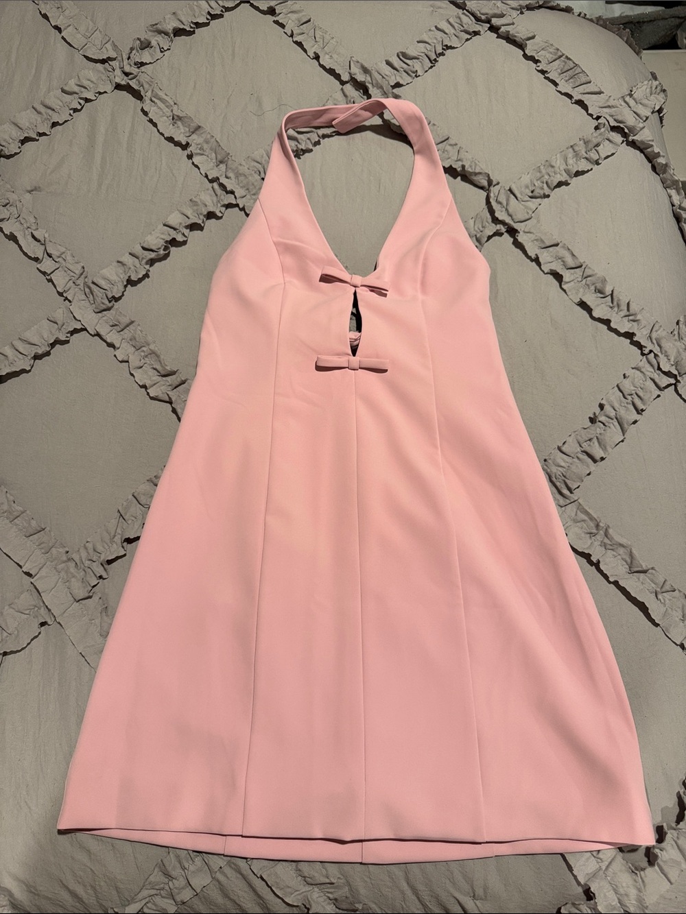 NWT Abercrombie & Fitch Pink Halter Mini Dress with Bow Cutouts and Shorts